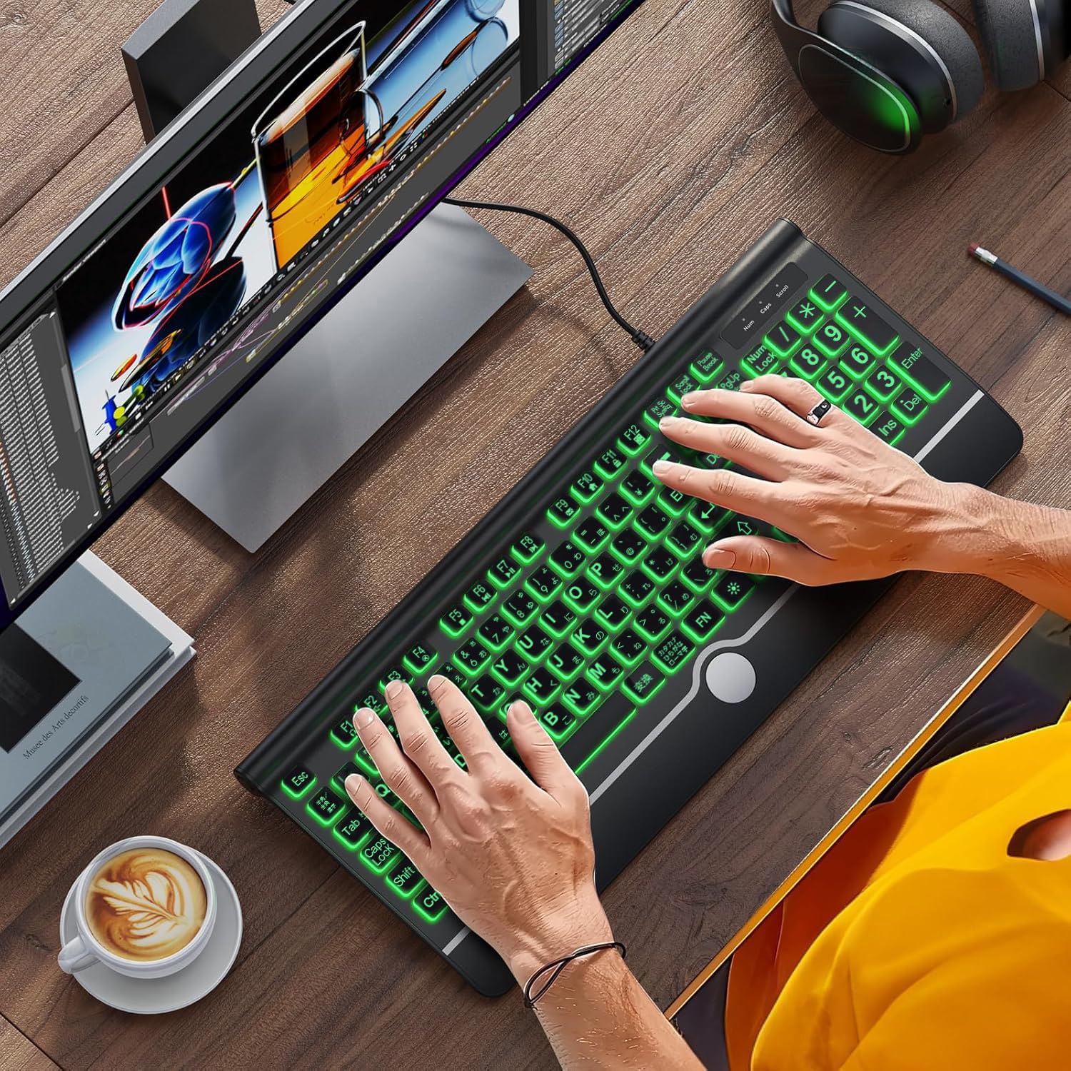 Amazon | BERGUF 大きめの文字のバックライト付きキーボード、静かな